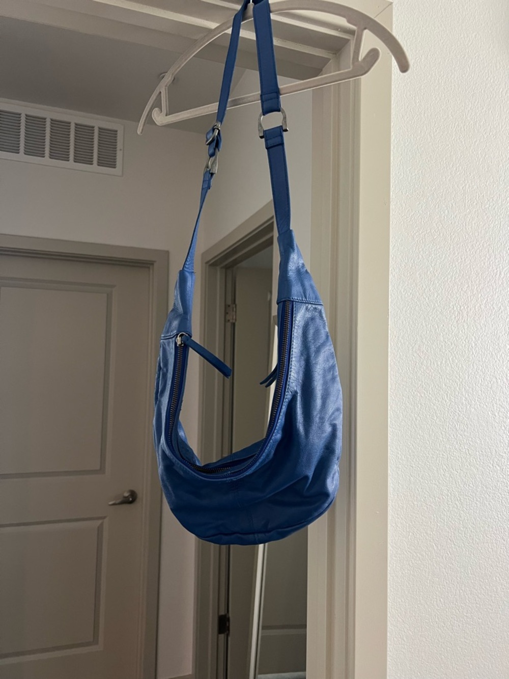 Free People Blue Leather Hobo Shoulder Bag